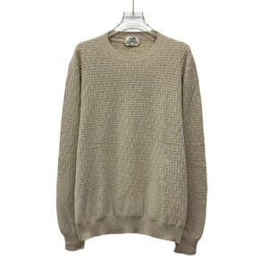 Hermes Khaki H Jacquard Cashmere Crewneck Sweater